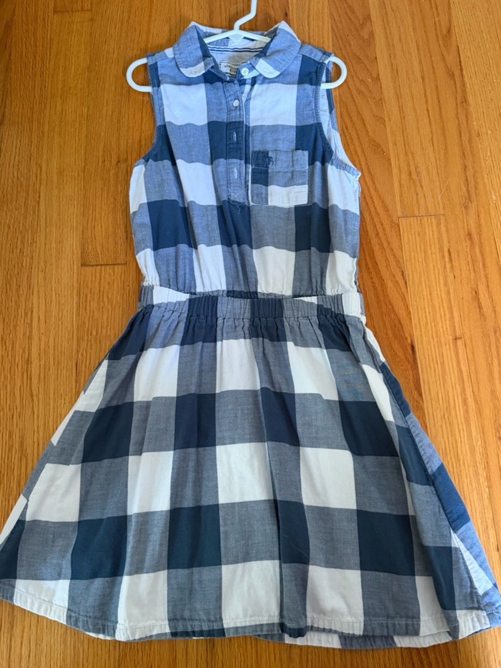 Abercrombie kids Girls Blue Buffalo Check Sleeveless Shirt Dress